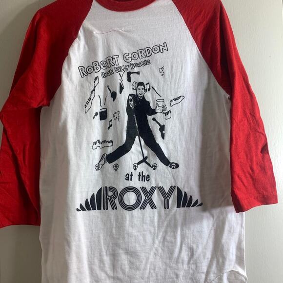 vintage 1978 ROBERT GORDON Rock Billy Boogie The Roxy 3/4 sleeve tee shirt XL - Picture 3 of 7